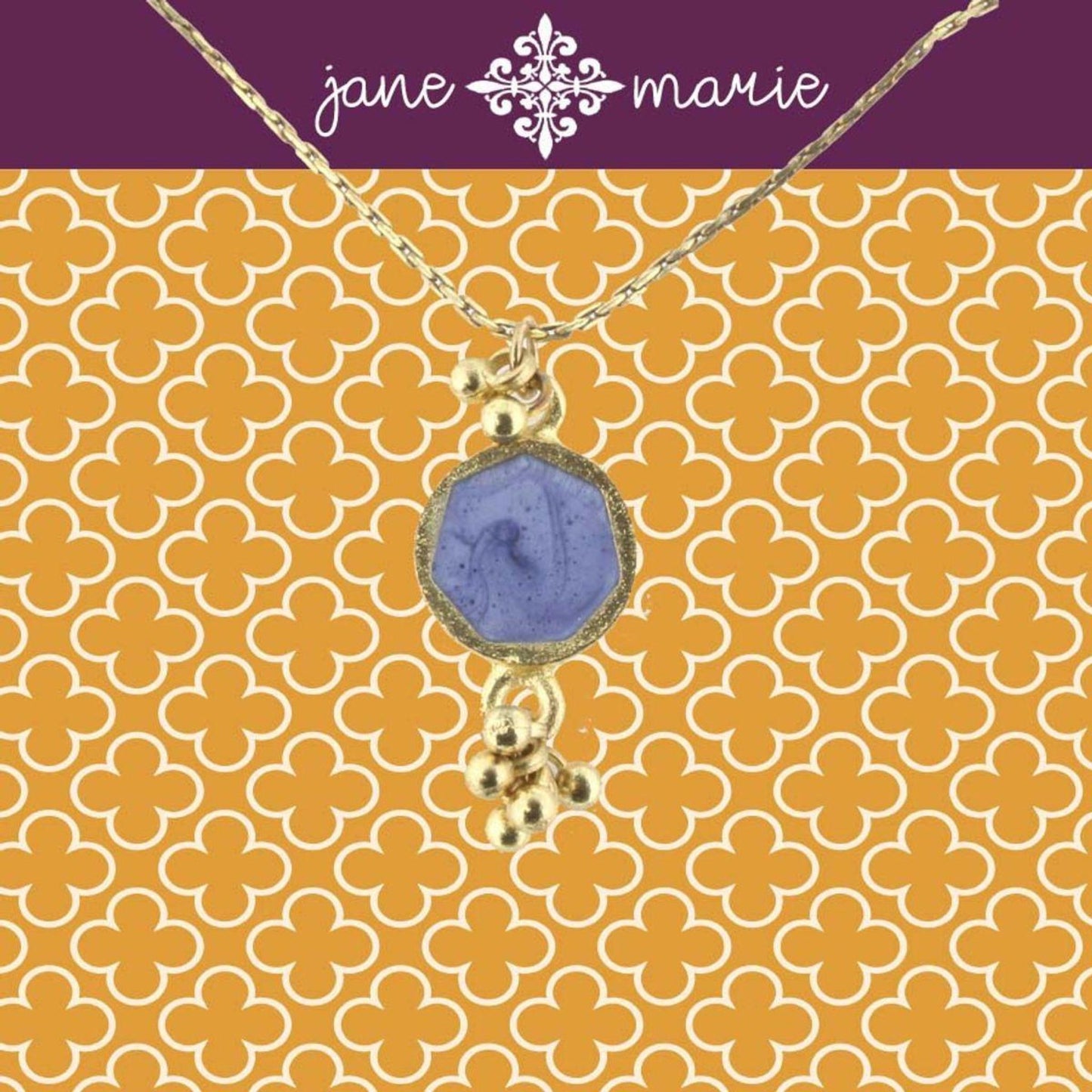 16" Purple Sun Stone Necklace with Gold Dangles, 3" Ext