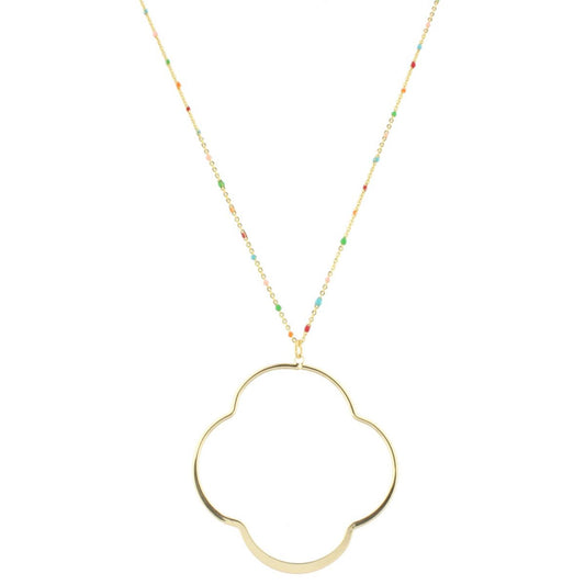 16" Multi Enamel Chain Necklace with Quatrefoil, 3" Ext