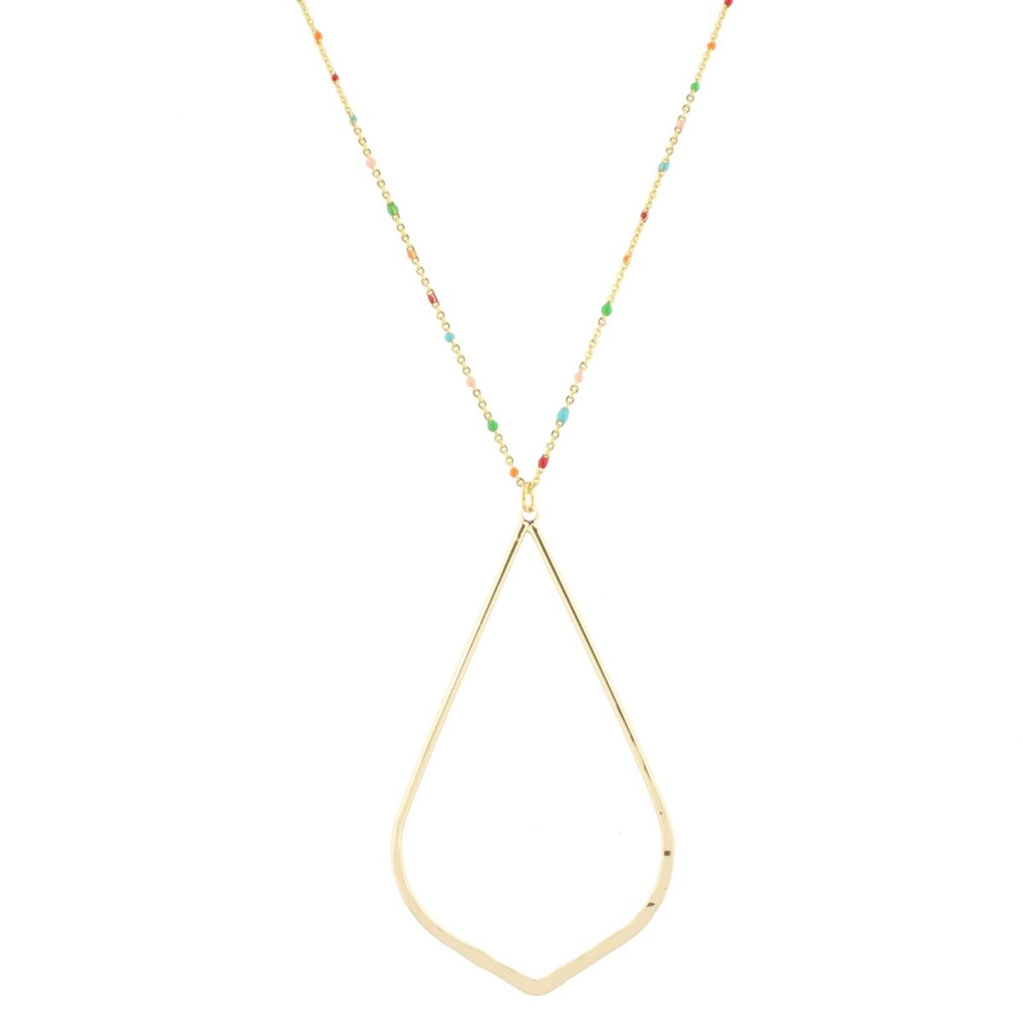 16" Multi Enamel Chain Necklace with Teardrop, 3" Ext