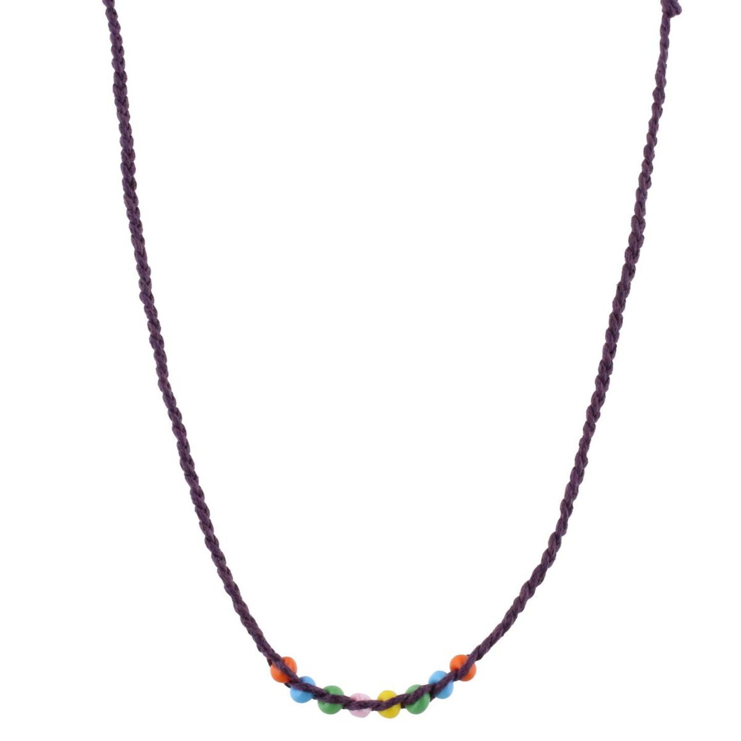 Kids Purple Braided with Multi Beads Adj. Necklace