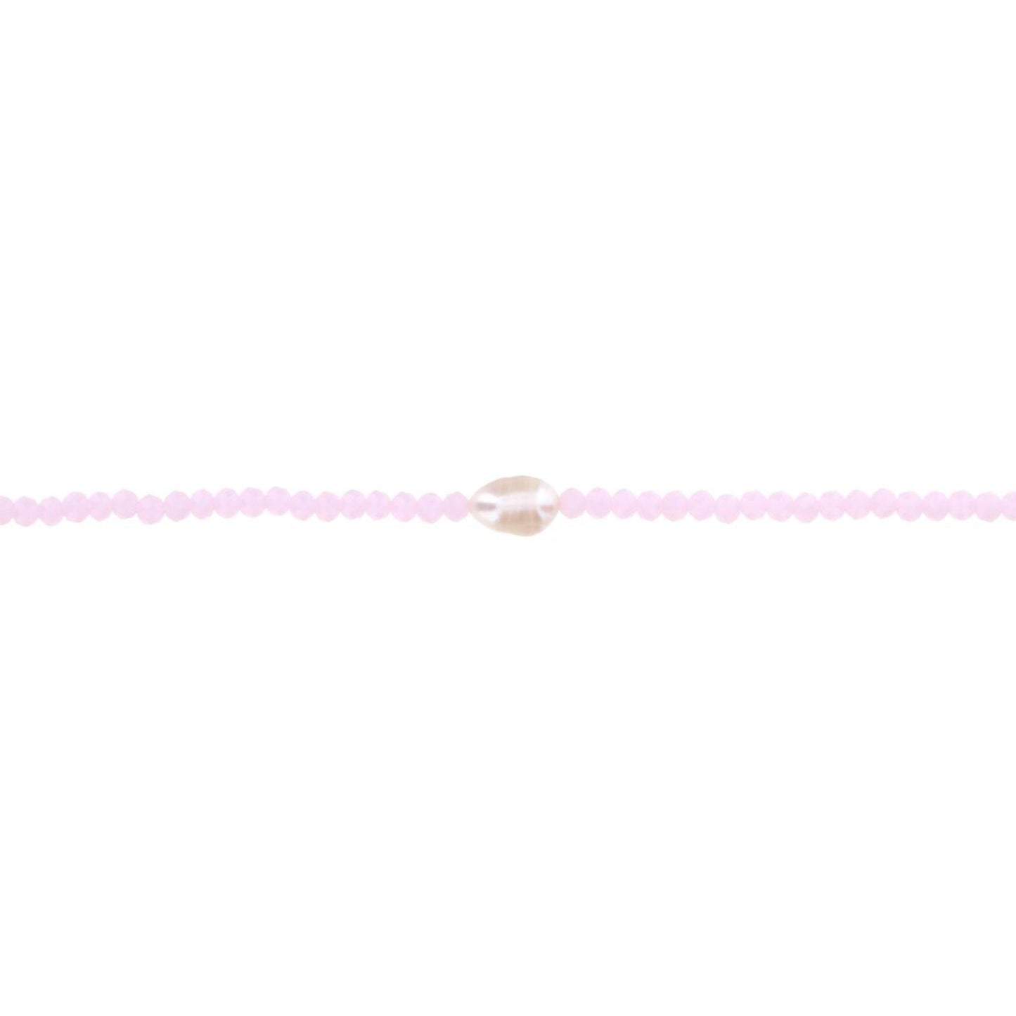 16" Light Pink Beaded Necklace with Pearl, 3" Ext