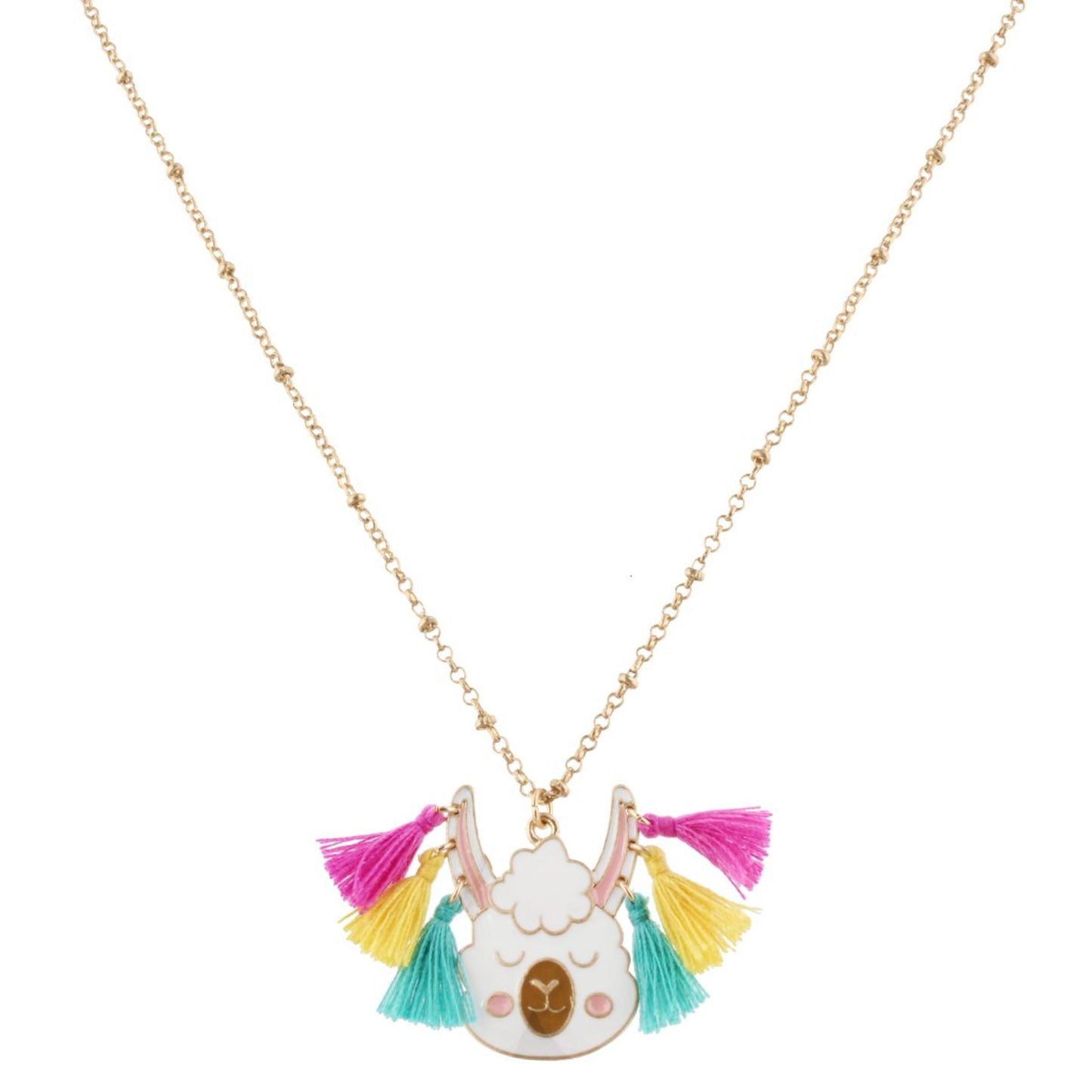 14" Kids Llama Necklace with Tassel Earrings, 3" Ext