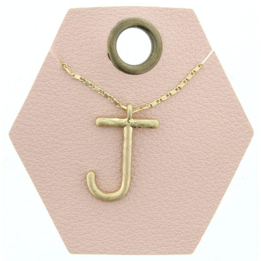 16" Gold Chain Necklace, Initial "J", 3" Ext