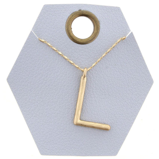16" Gold Chain Necklace, Initial "L", 3" Ext