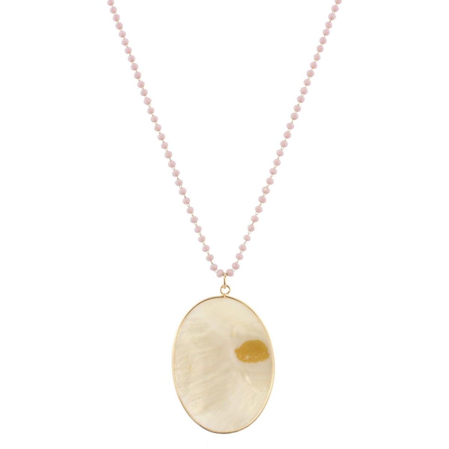 32" Delicate Lavender Linked Necklace with Shell Oval, 3" Ext