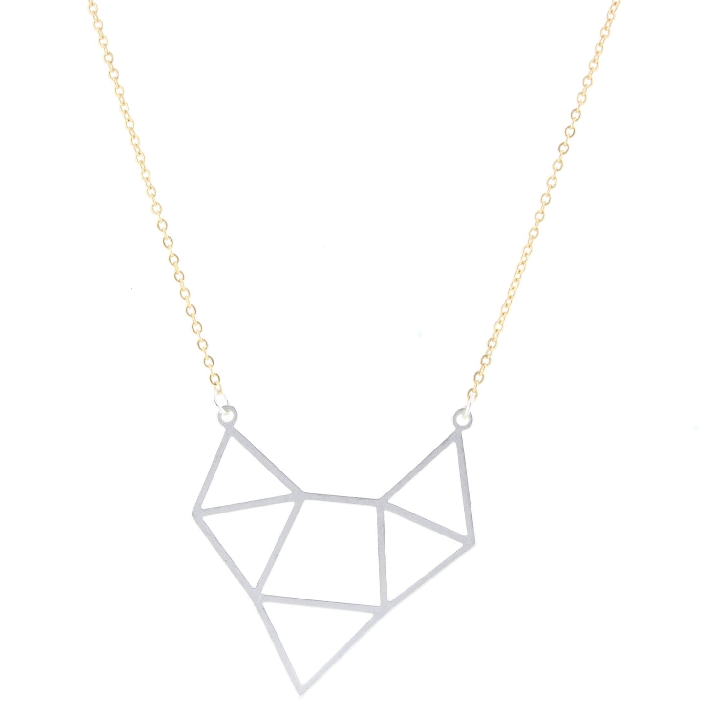 14" Gold Chain Necklace with Silver Open Arrow and Triangle Cluster, 3" Ext