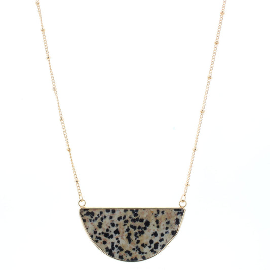 16" Gold Chain Necklace with Dalmation Semi-Circle, 3" Ext