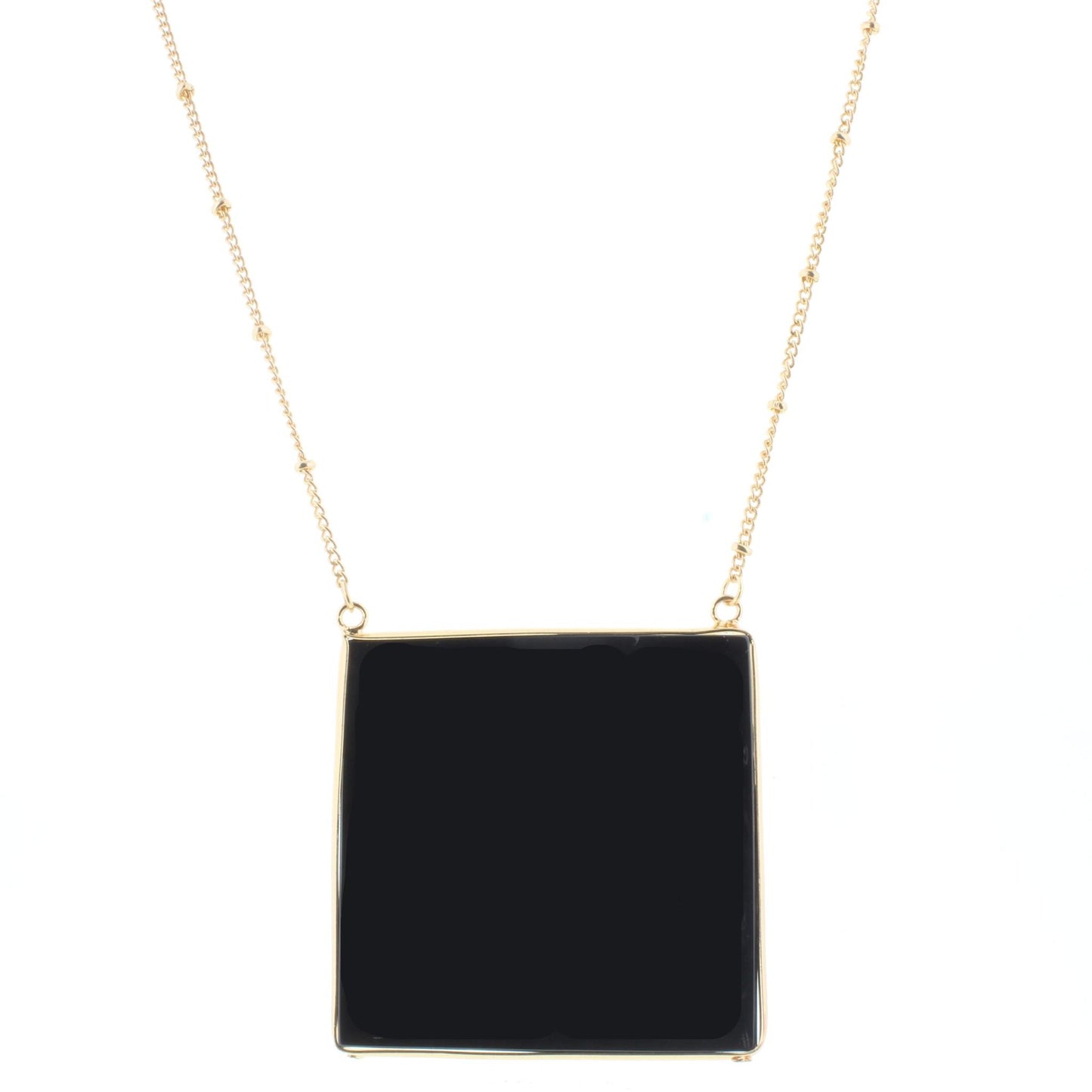 16" Gold Chain Necklace with Jet Square 3" Ext