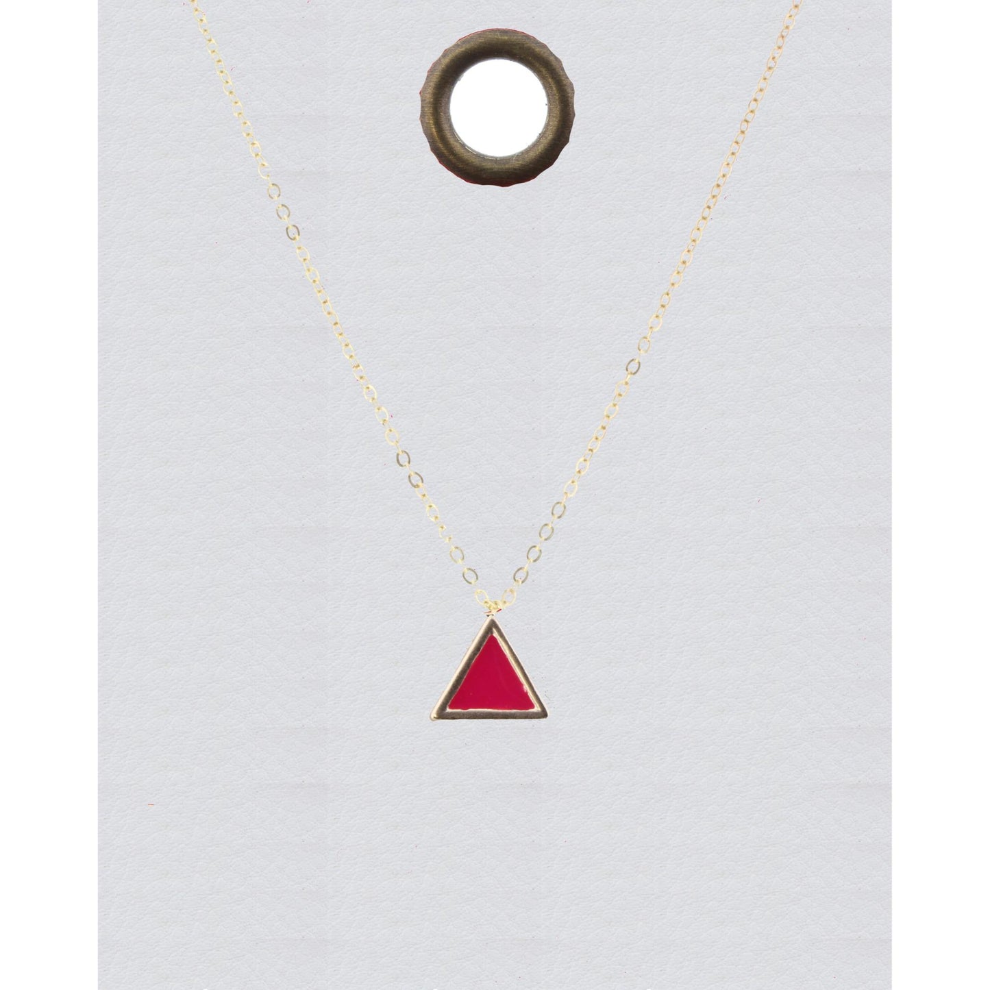 16" Gold Chain Necklace with Hot Pink Triangle, 3" Ext