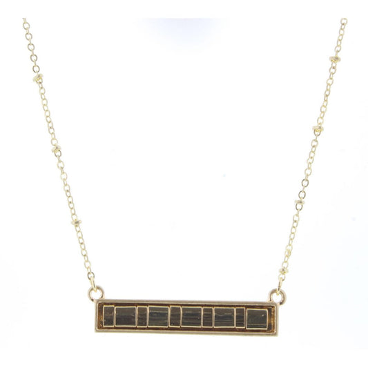 16" Gold Tila Beaded Bar Necklace, 3" Ext