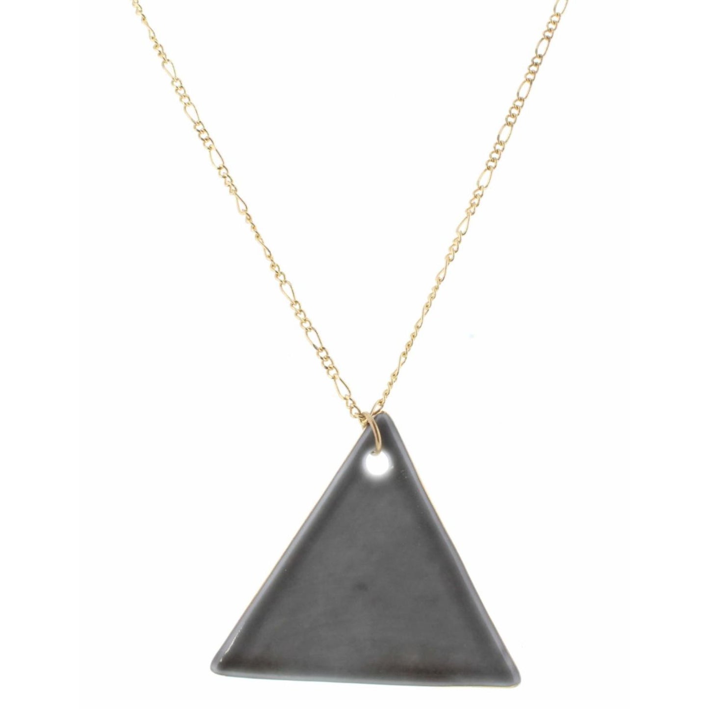 32" Smokey Grey Ceramic Triangle Necklace, 3" Ext