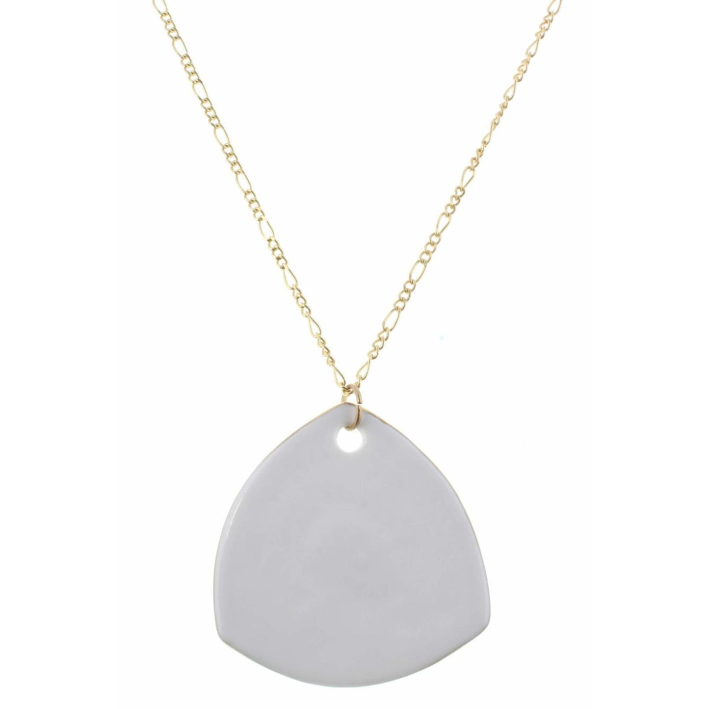 32" White Ceramic Rounded Triangle Necklace, 3" Ext
