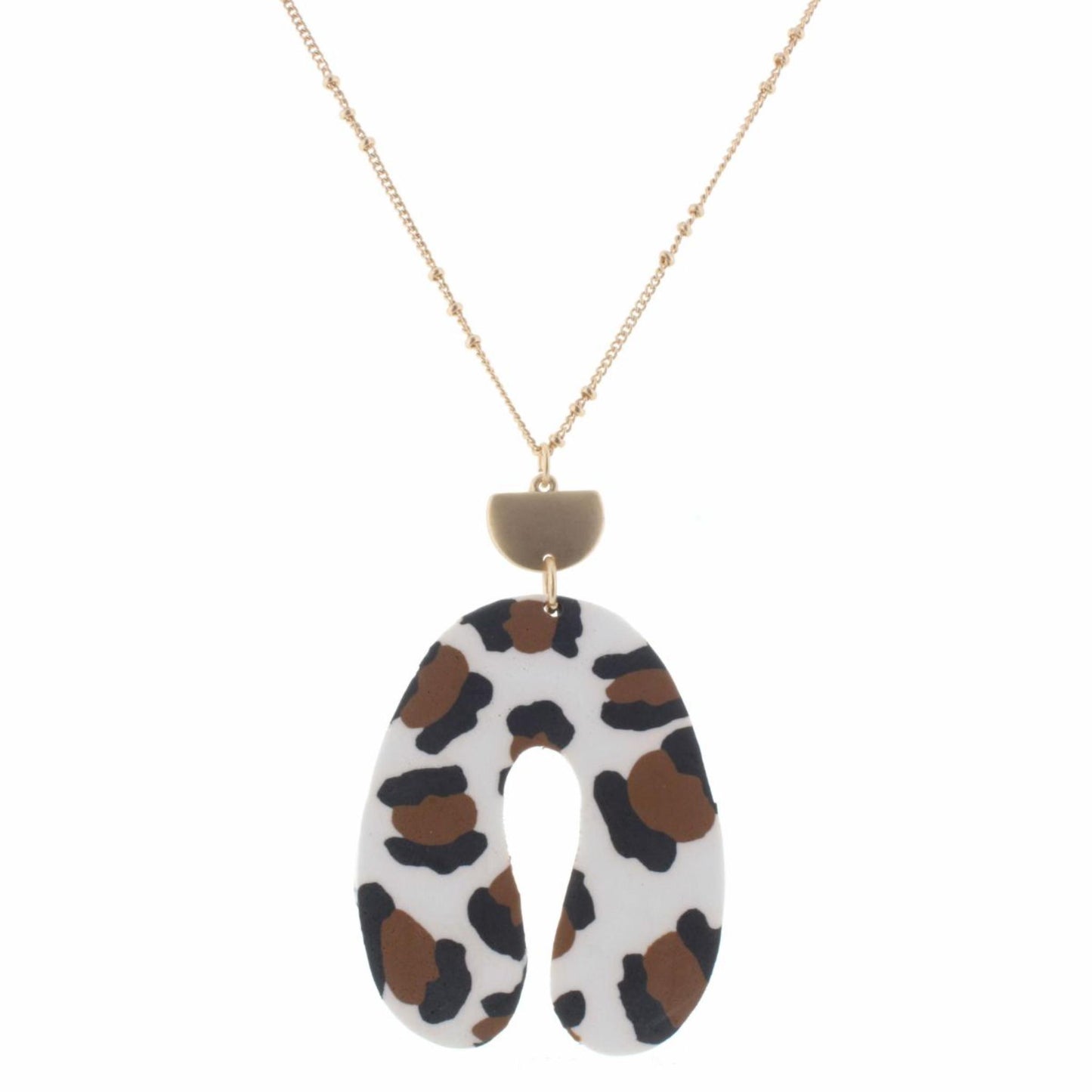 30" Polymer Leopard Arch Necklace, 3" Ext