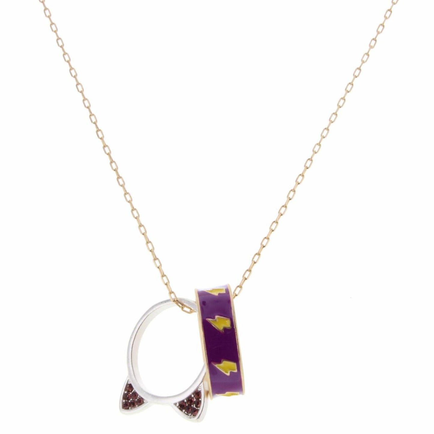 Kids 14" Wearable Enamel Rings, Purple Lightning Bolt, Cat Ears , 3" Ext