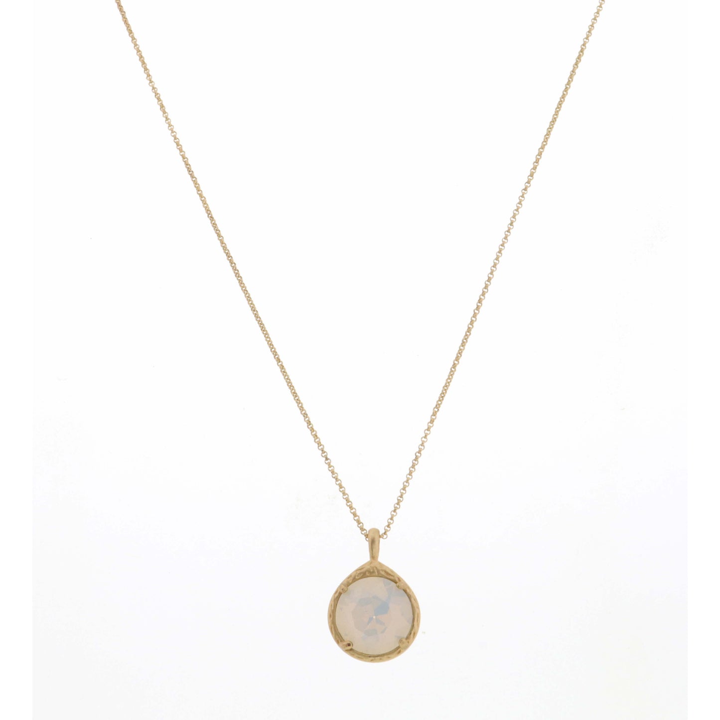 18" Gold Encased Opal Crystal Necklace, 3" Ext