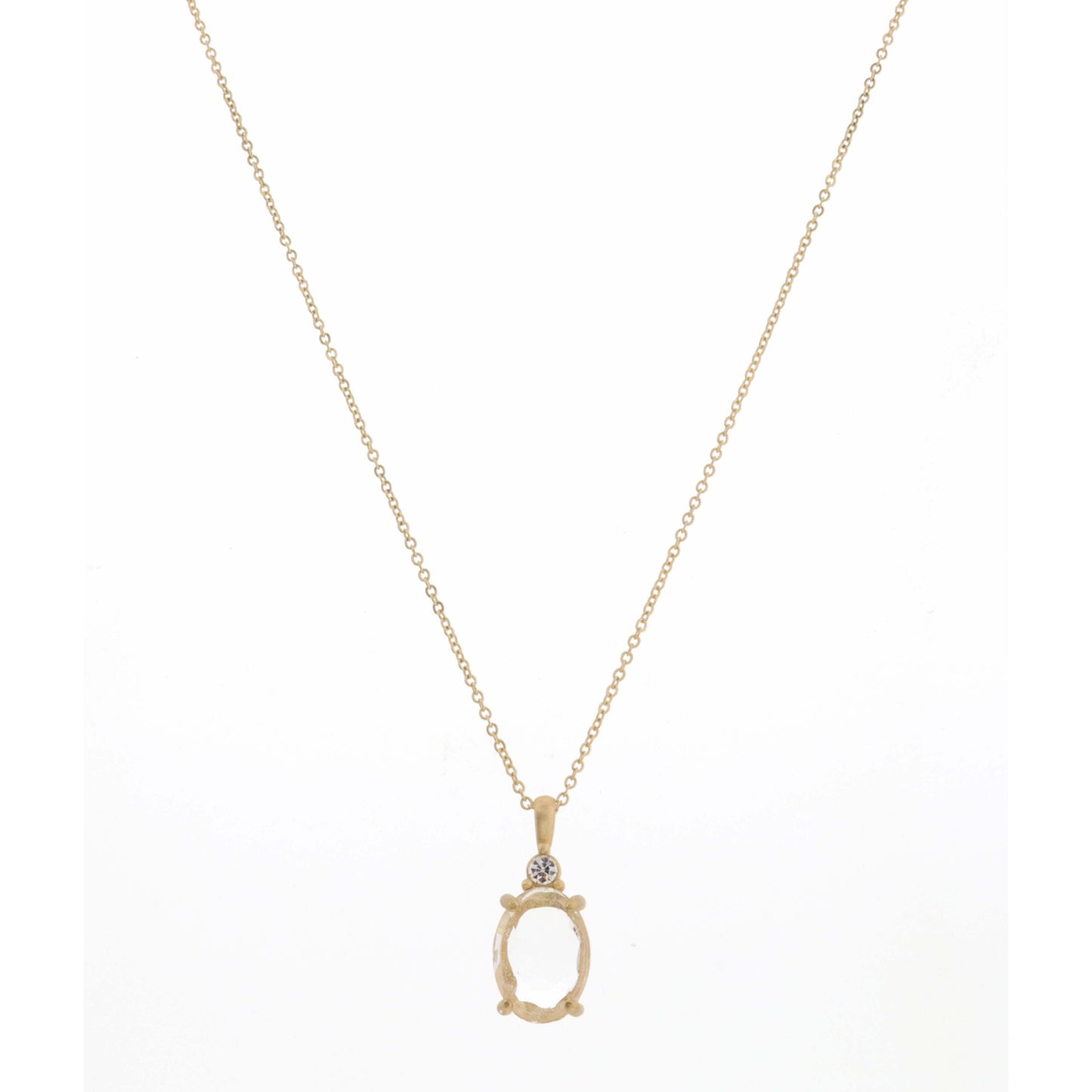 18" Mini Clear Crystal on Champagne Oval Necklace, 3" Ext