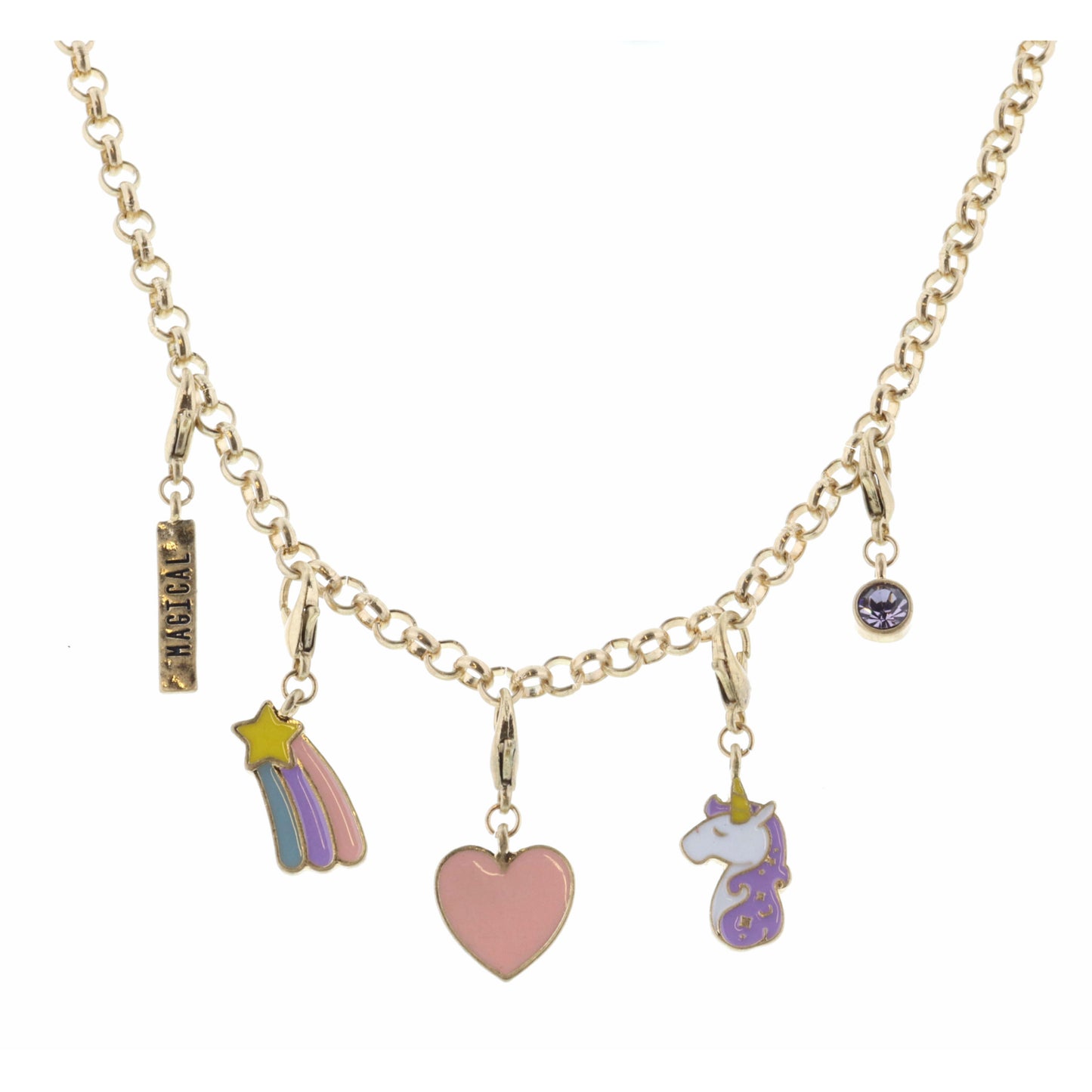Kids 14" "Magical" and Coordinating Removable Charms Necklace, 3" Ext