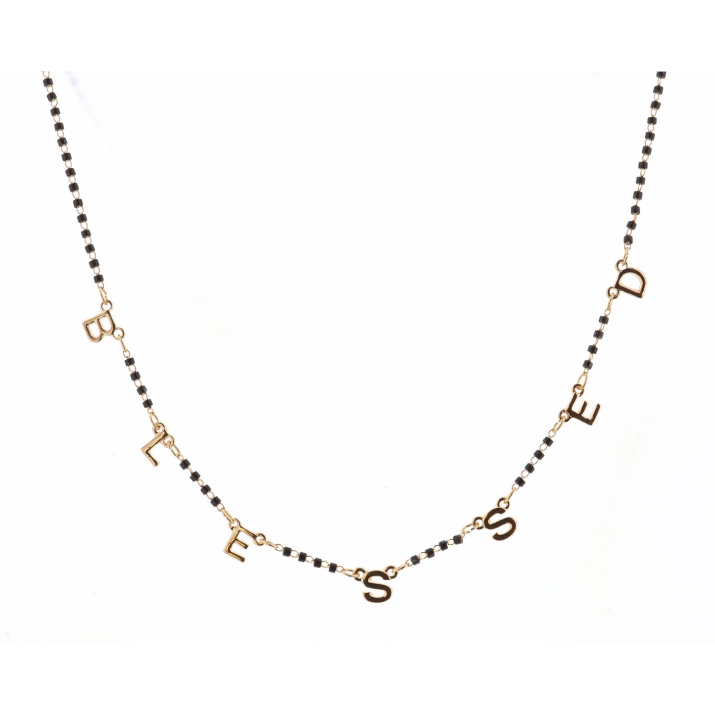 16" Faceted Jet Blessed Necklace, 3" Ext