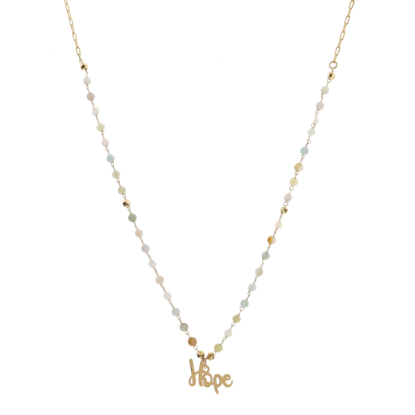 16" Amazonite Stations with Hope Charm Necklace , 3" Ext