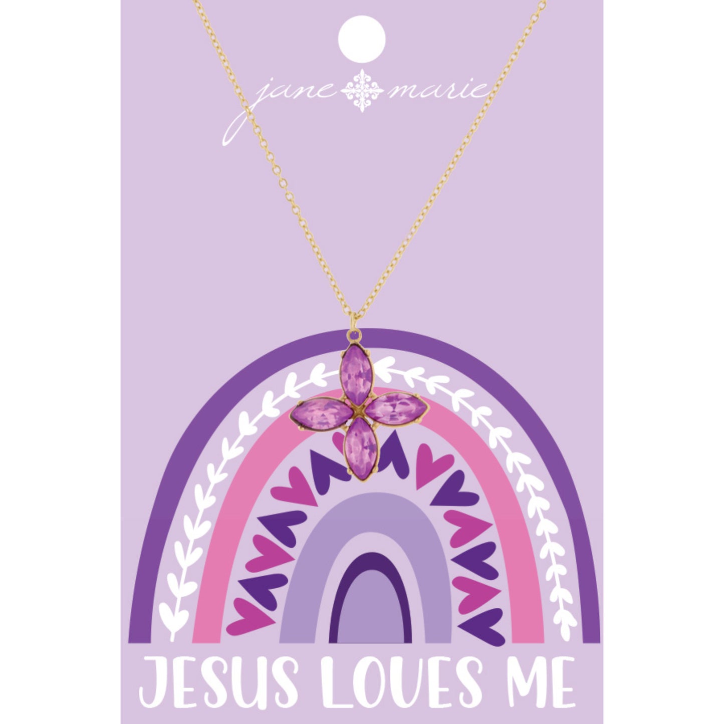 Kids 14" Purple Cross Necklace, 2" Ext
