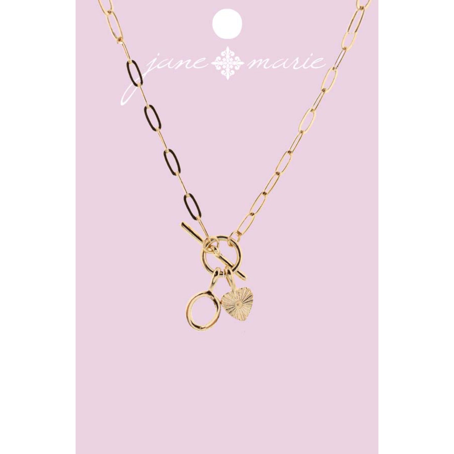 16" Gold "O" Initial with Textured Heart Necklace, .25", .50" Pendant