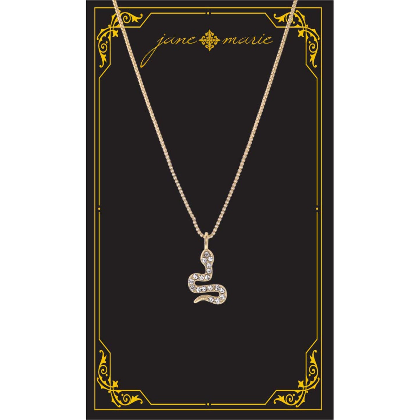 16" Clear Crystal Snake Necklace, , 3" Ext