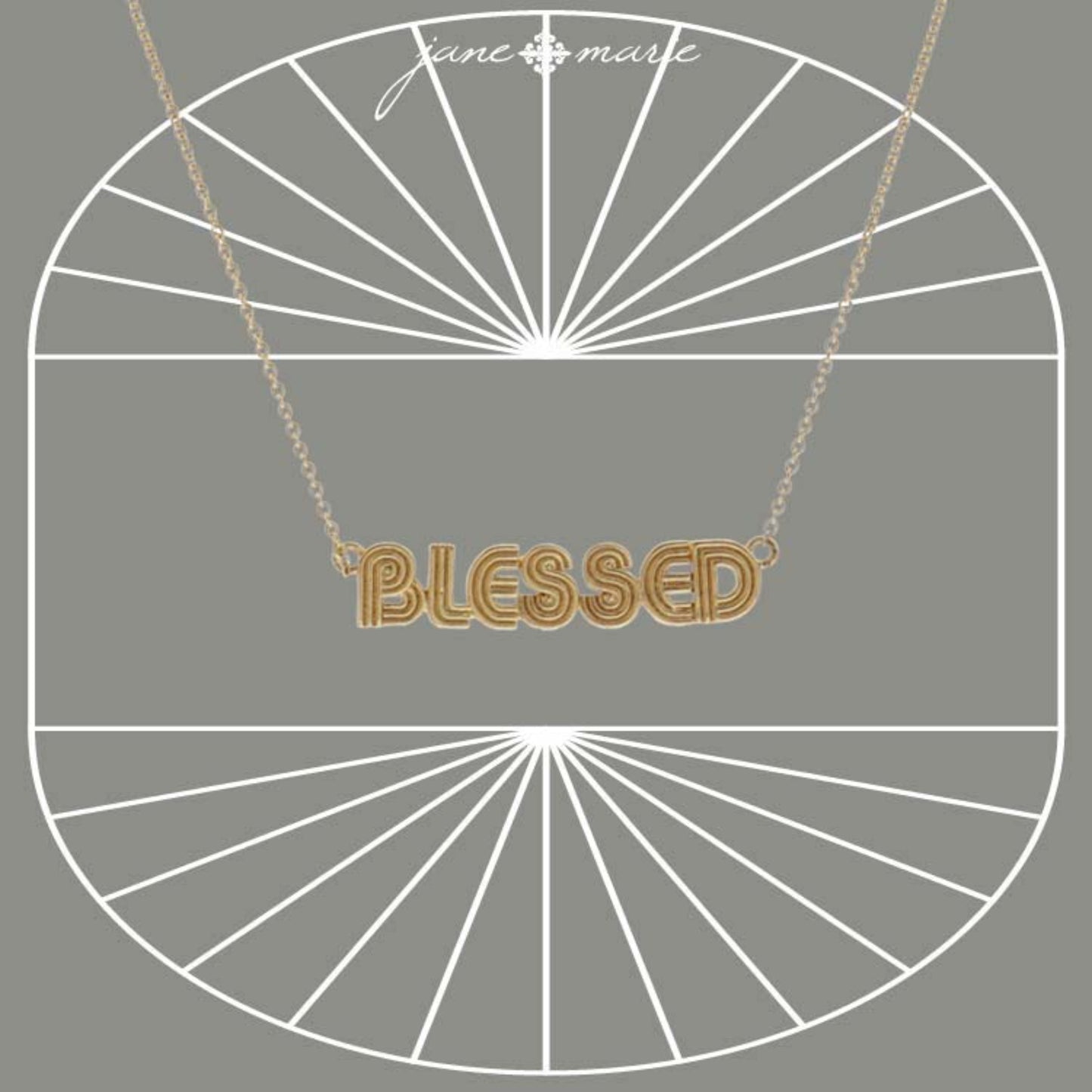 16" Gold "Blessed" Necklace, 3" Ext