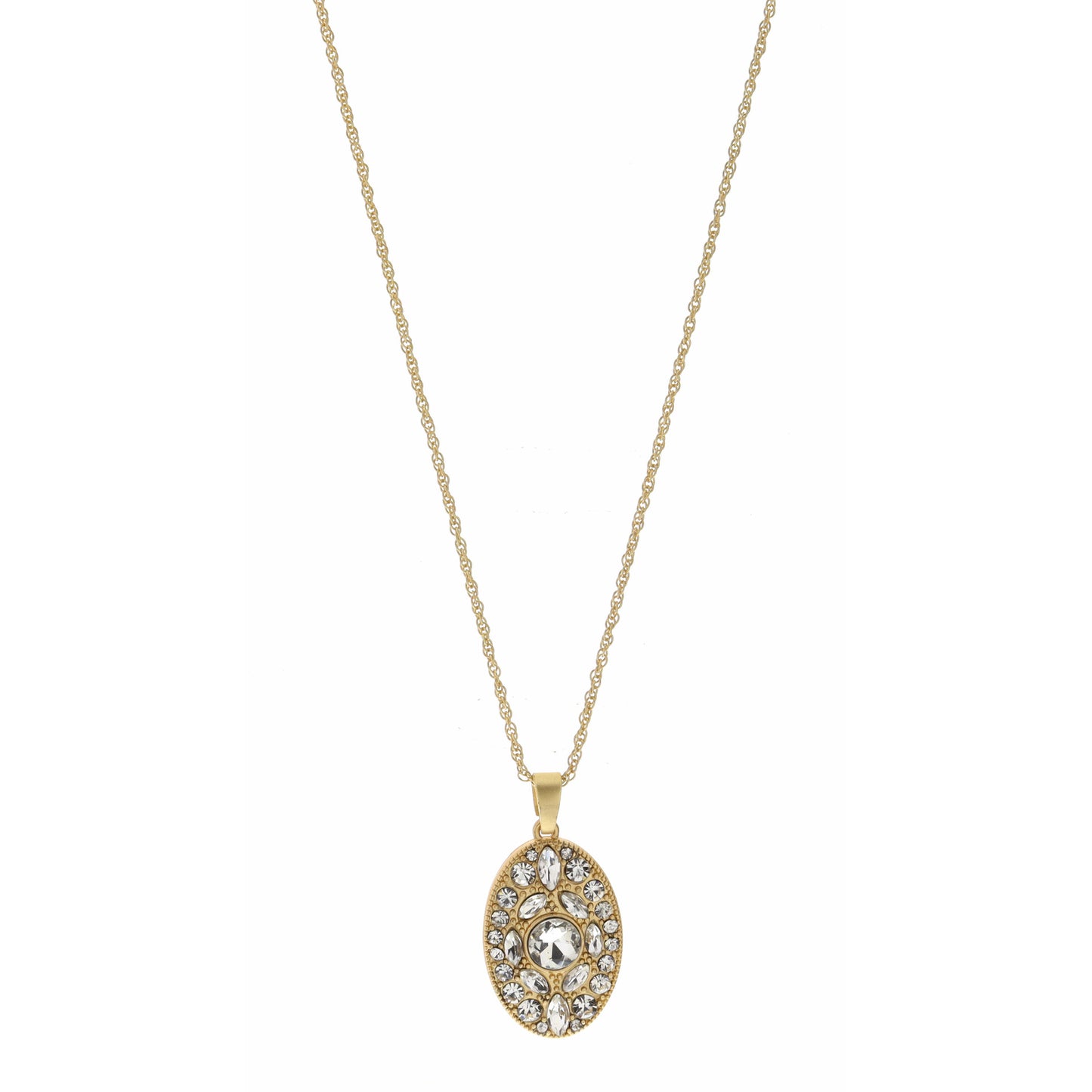 16-27" Adjustable Clear Crystal Oval Necklace