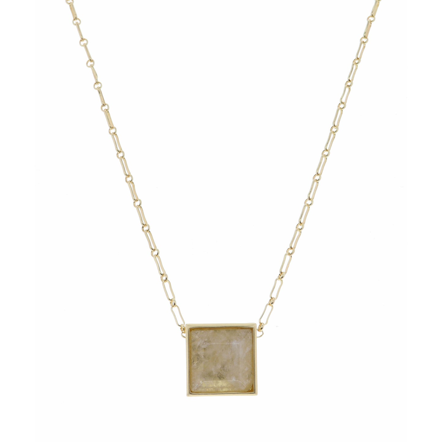 18" Encased Square Natural Necklace, 2" Ext