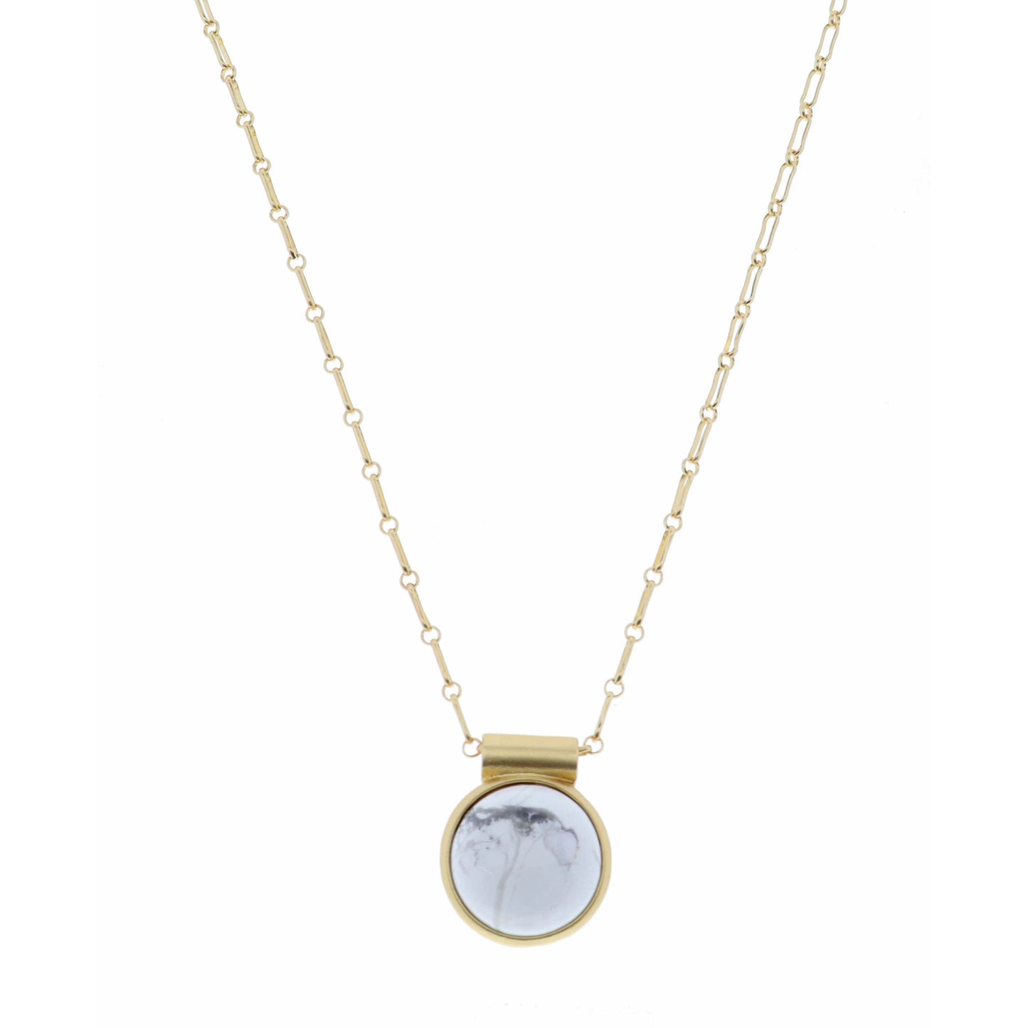 18" Encased Round Howlite Necklace, 2" Ext