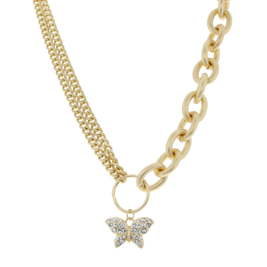 16" Crystal Butterfly Necklace, 3" Ext
