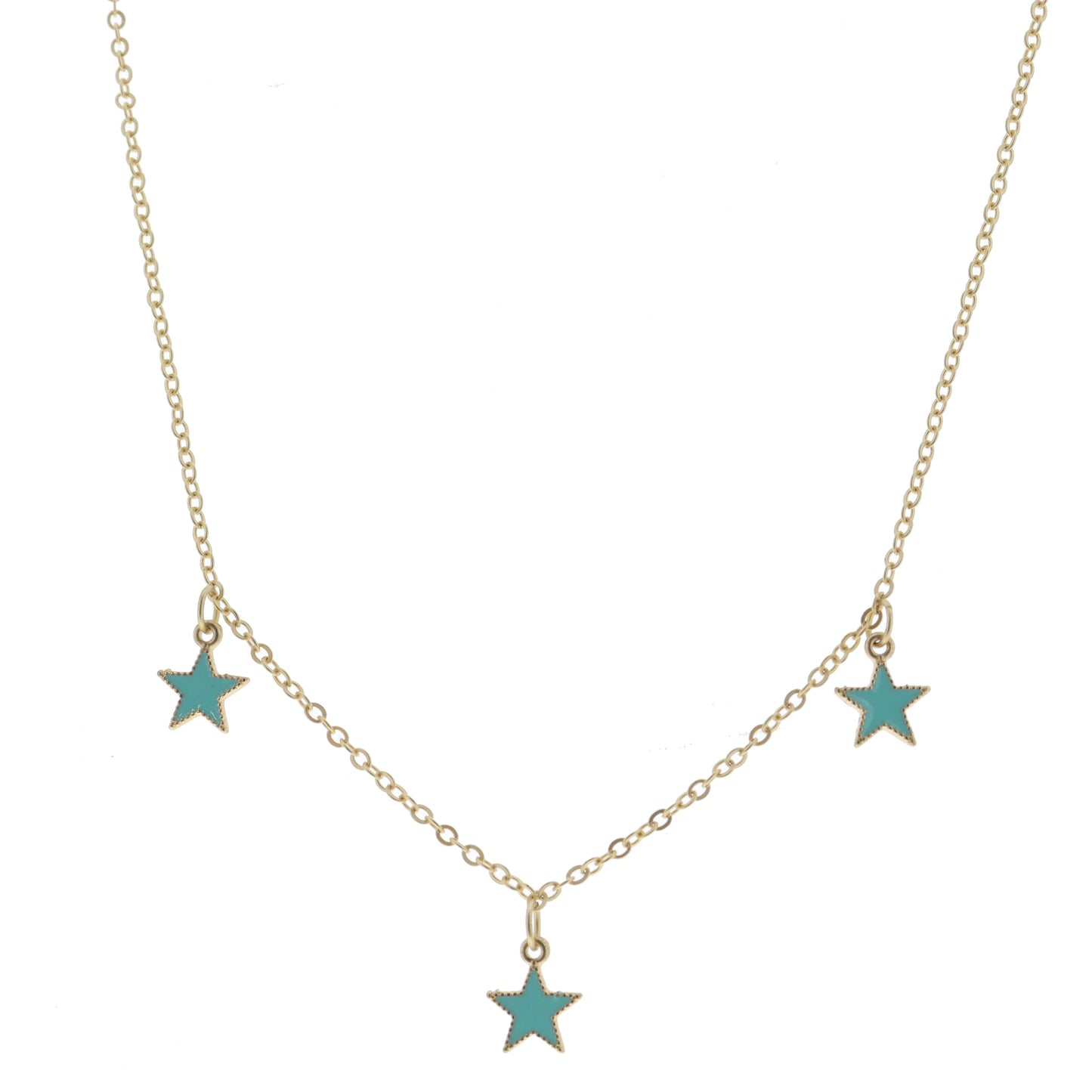 Multi Blue Enamel Star Stations Necklace