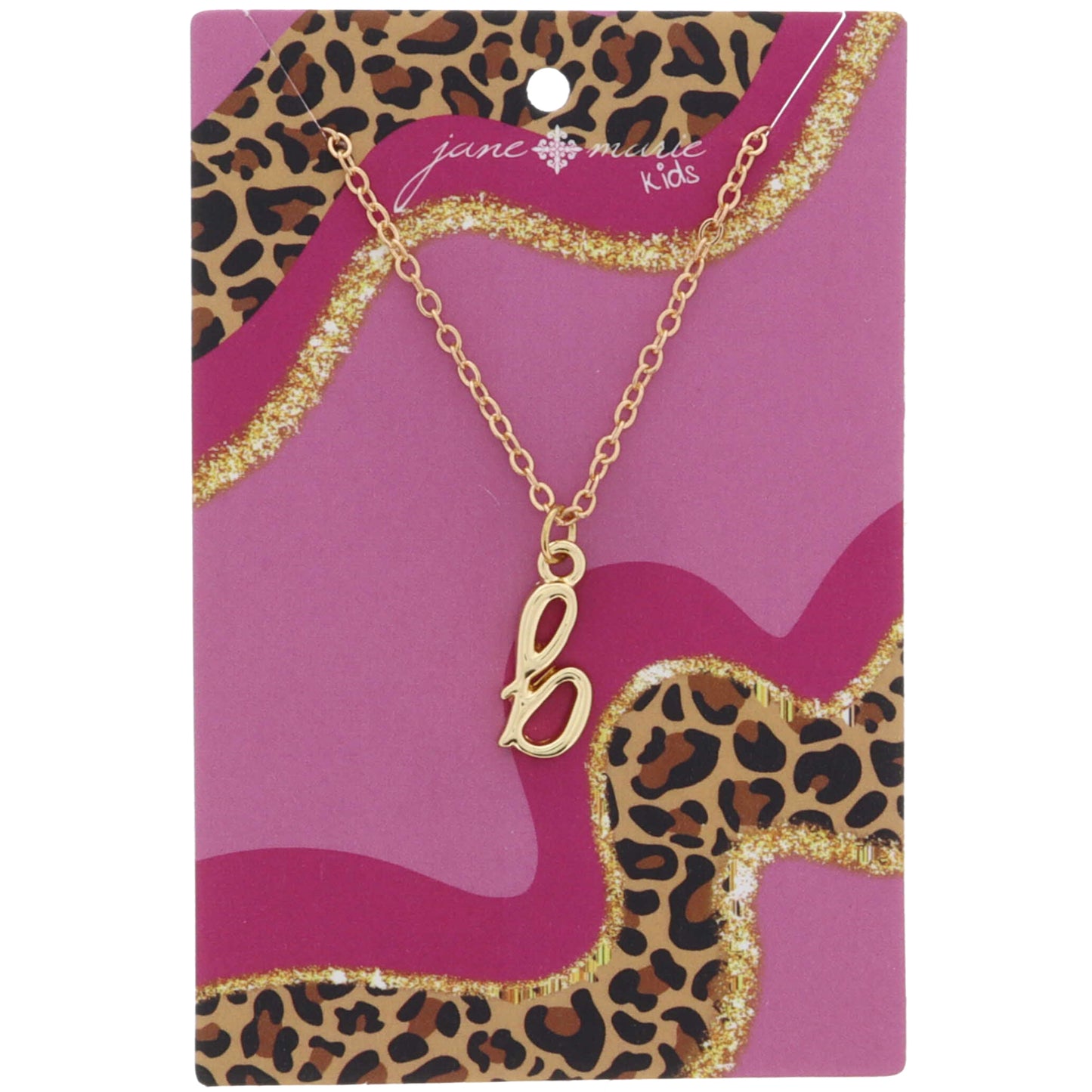 Kids Shiny Gold Cursive "b" Initial Necklace