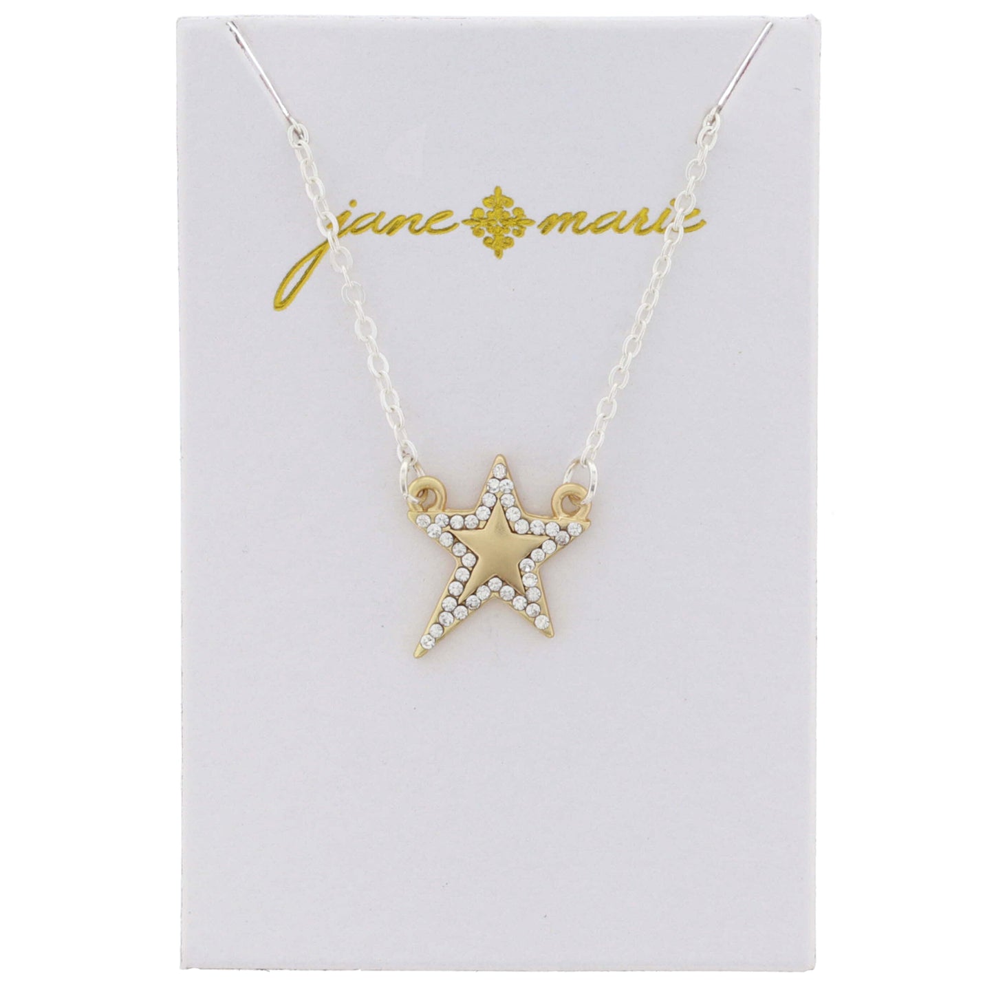 Gold Circle with Clear Crystal Outline Necklace