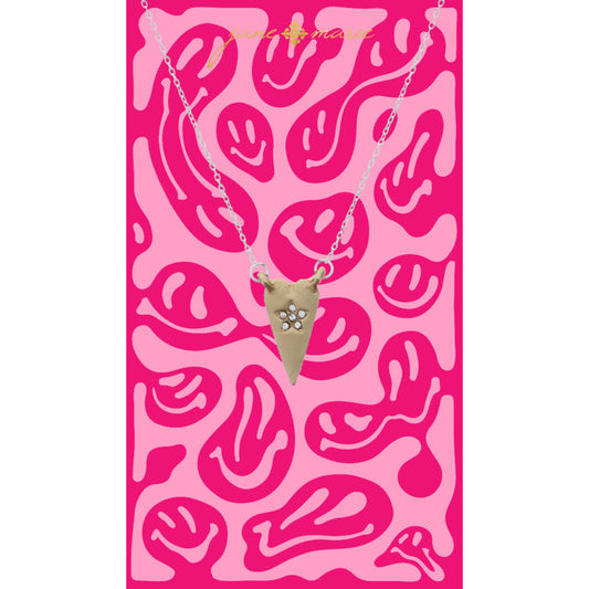 16" Skinny Gold Heart with Mini Crystal Star Necklace, 3" Ext