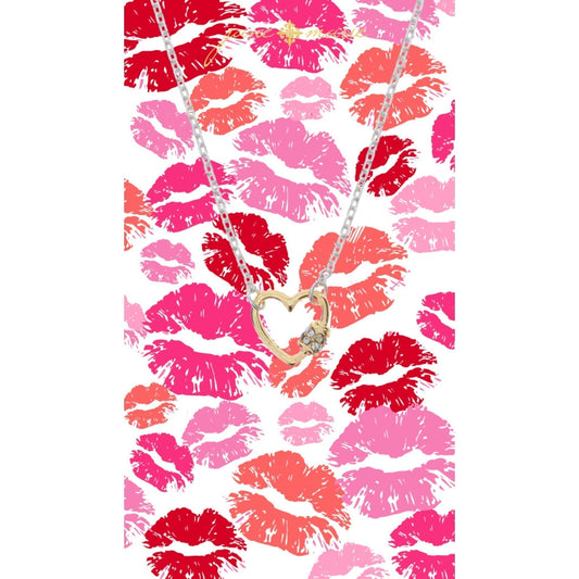 16" Gold Mini Heart Carabiner with Crystal Embellishment Necklace, 3" Ext