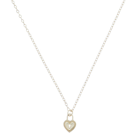 Kids 14" Gold Heart Padlock Necklace, 3" Ext