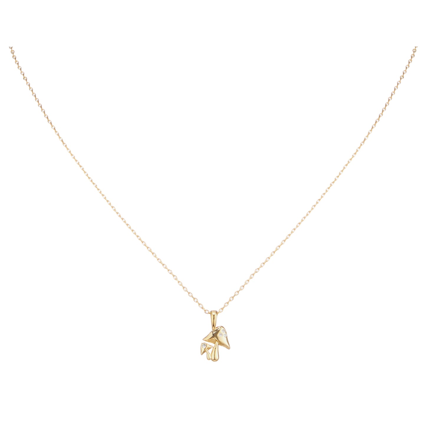 18K Gold Plated Mushroom Cluster with Mini Crystal Accents Necklace