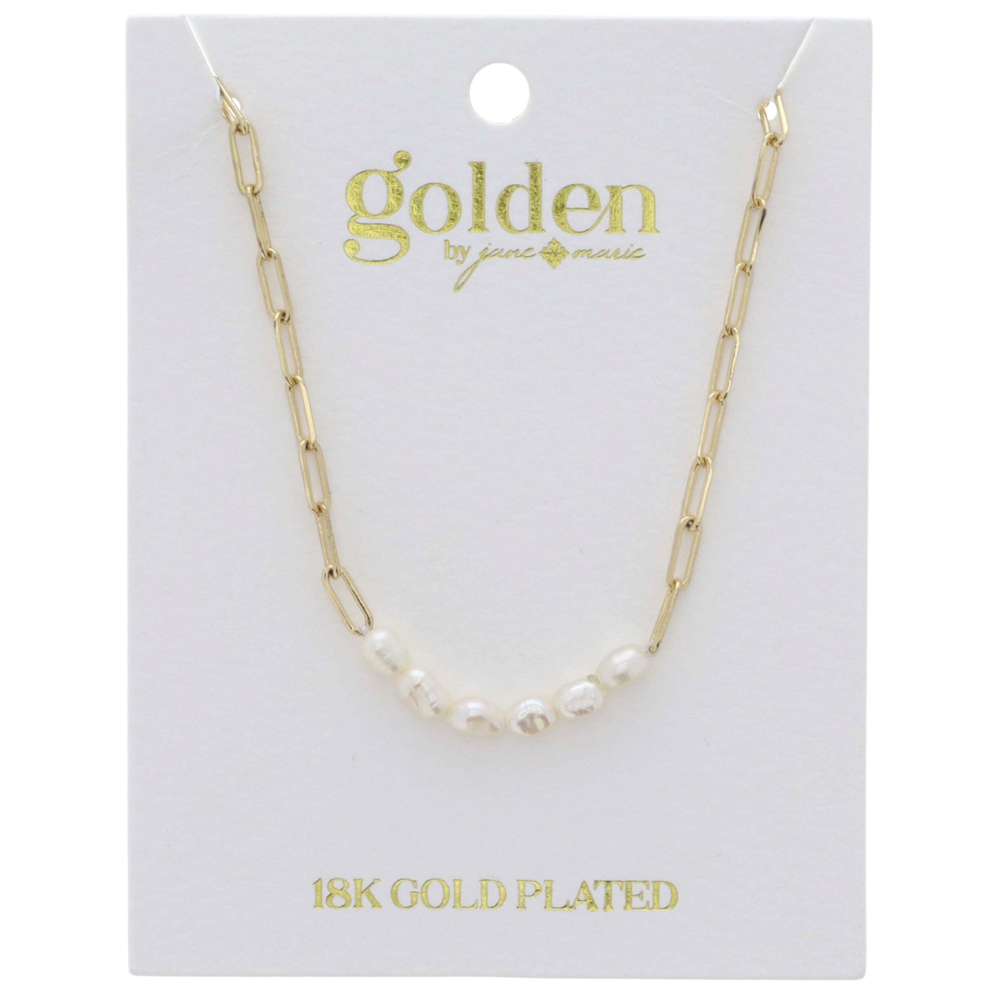 18K Gold Plated Paperclip Chain with Natural Pearl Portion Necklace