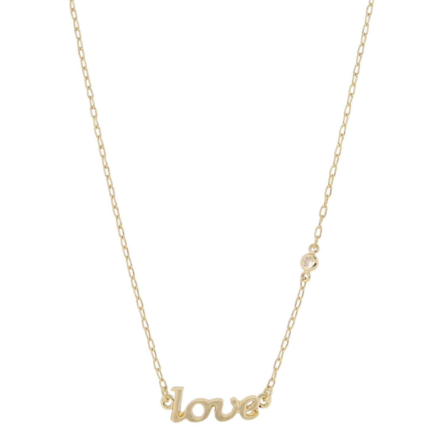 18K Gold Plated "love" with Clear Crystal Accent Necklace