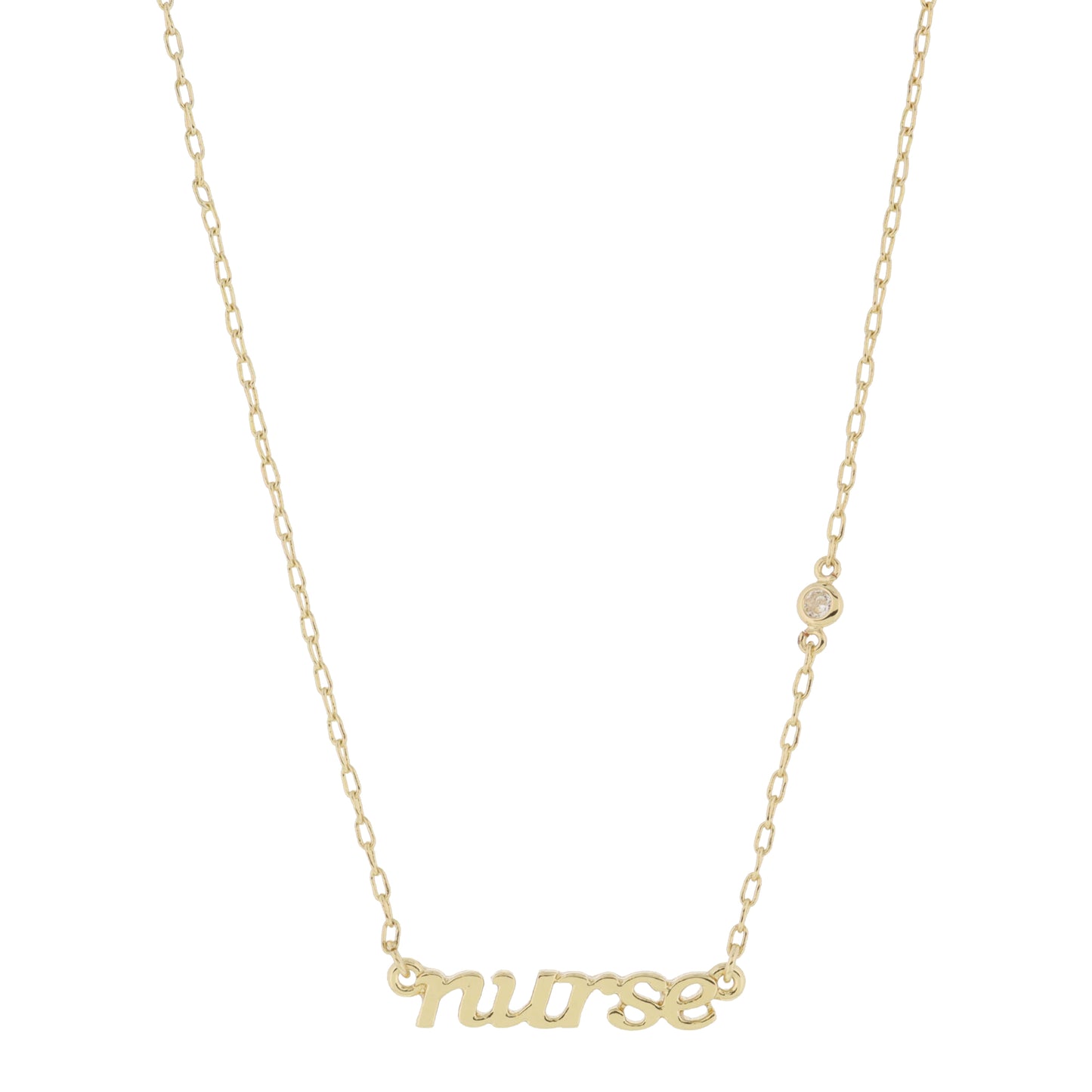 18K Gold Plated "nurse" with Clear Crystal Accent Necklace