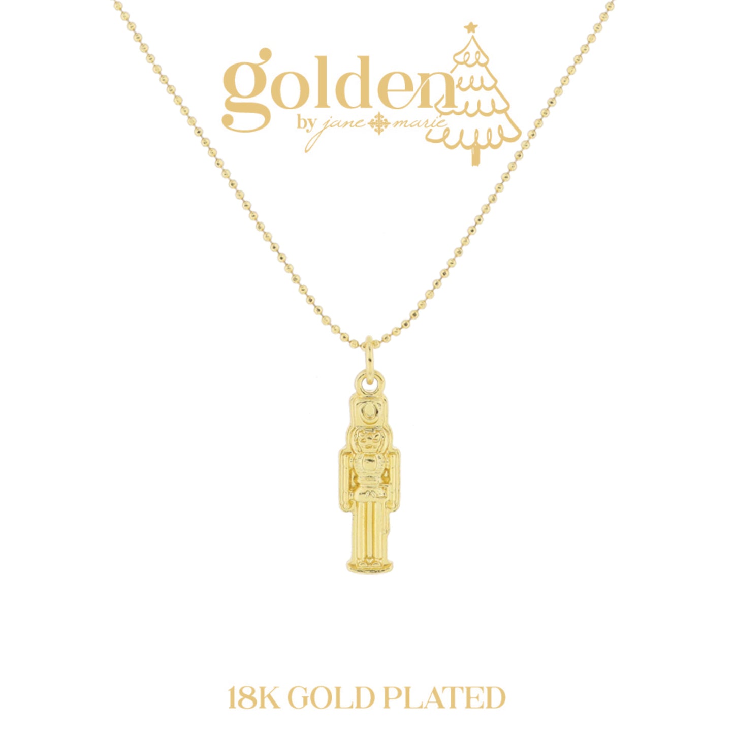 18K Gold Plated Nutcracker Necklace, 3" Ext