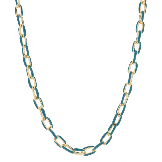 Teal Enamel Cable Chain Necklace