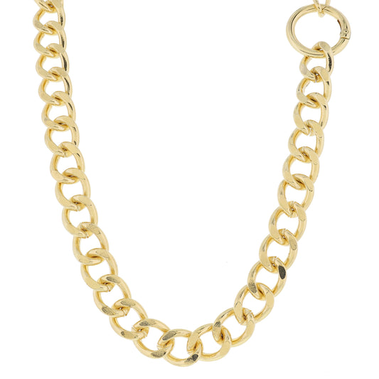 Super Chunky Gold Curb Chain with Large Circle Clasp Necklace, .65" Pendant