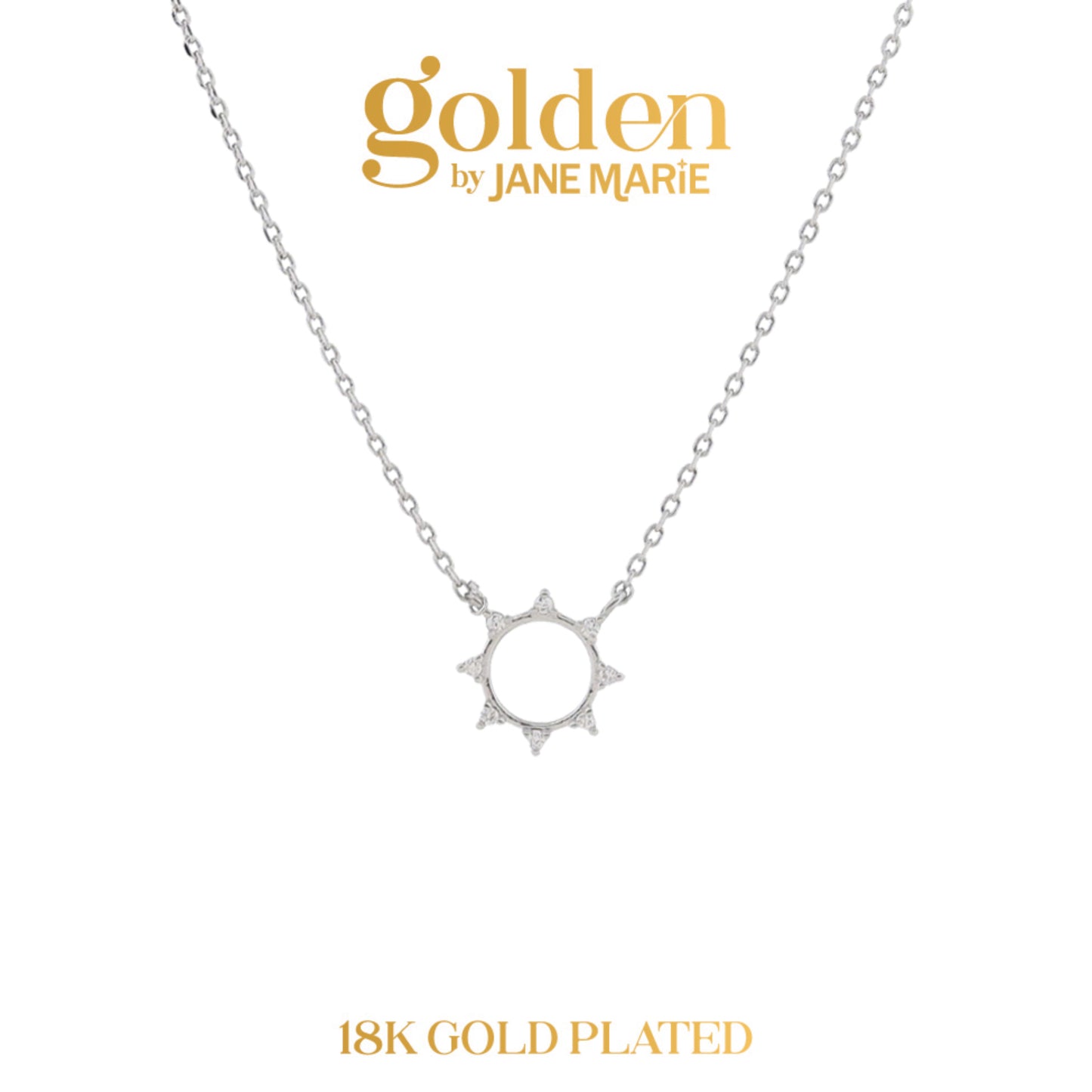 Golden Promise! 18K White Gold Plated Ring with Mini Crystal Studs Necklace
