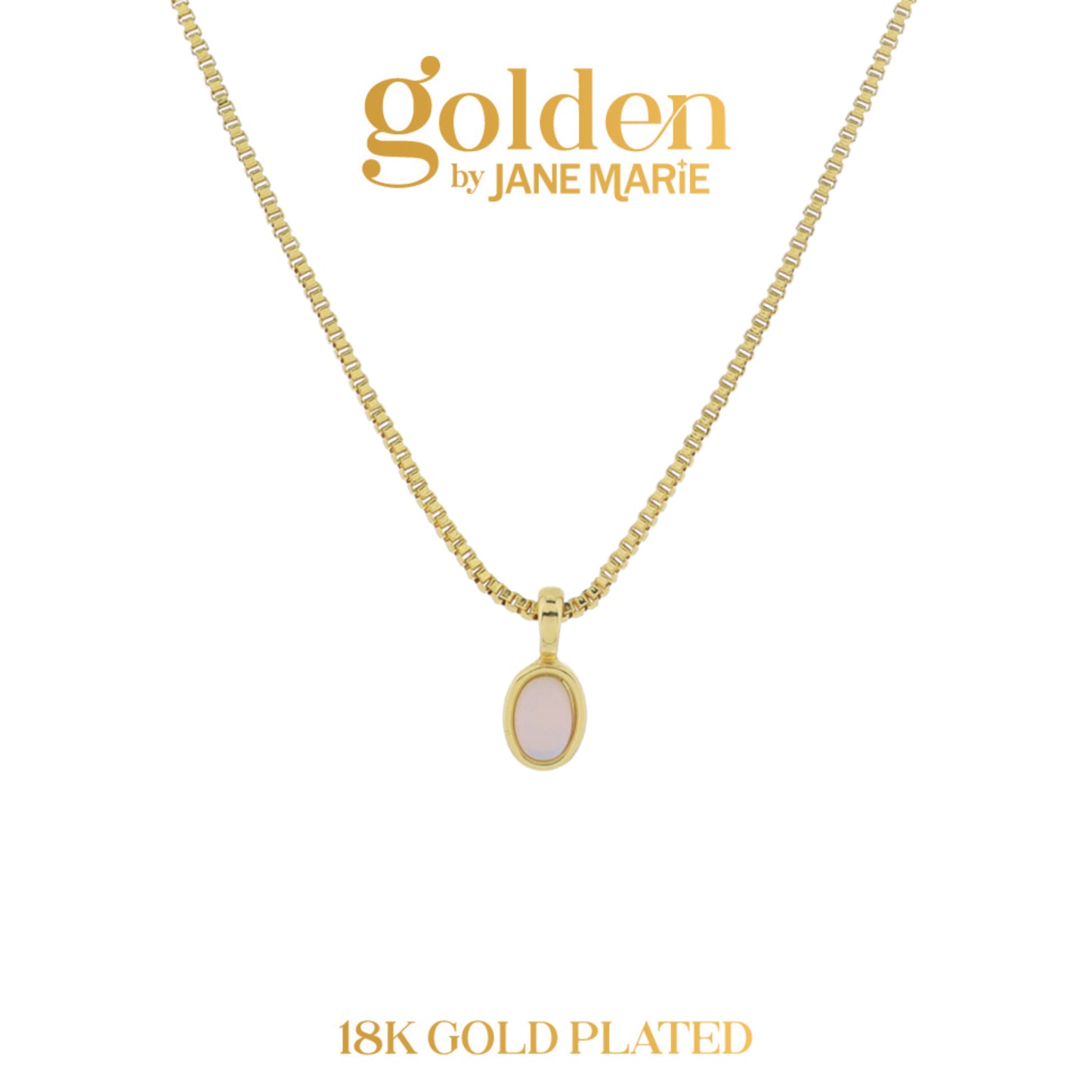 Golden Promise! 18K Gold Plated Oval Opalite Necklace