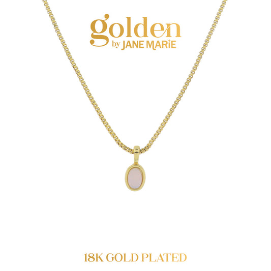 Golden Promise! 18K Gold Plated Oval Opalite Necklace