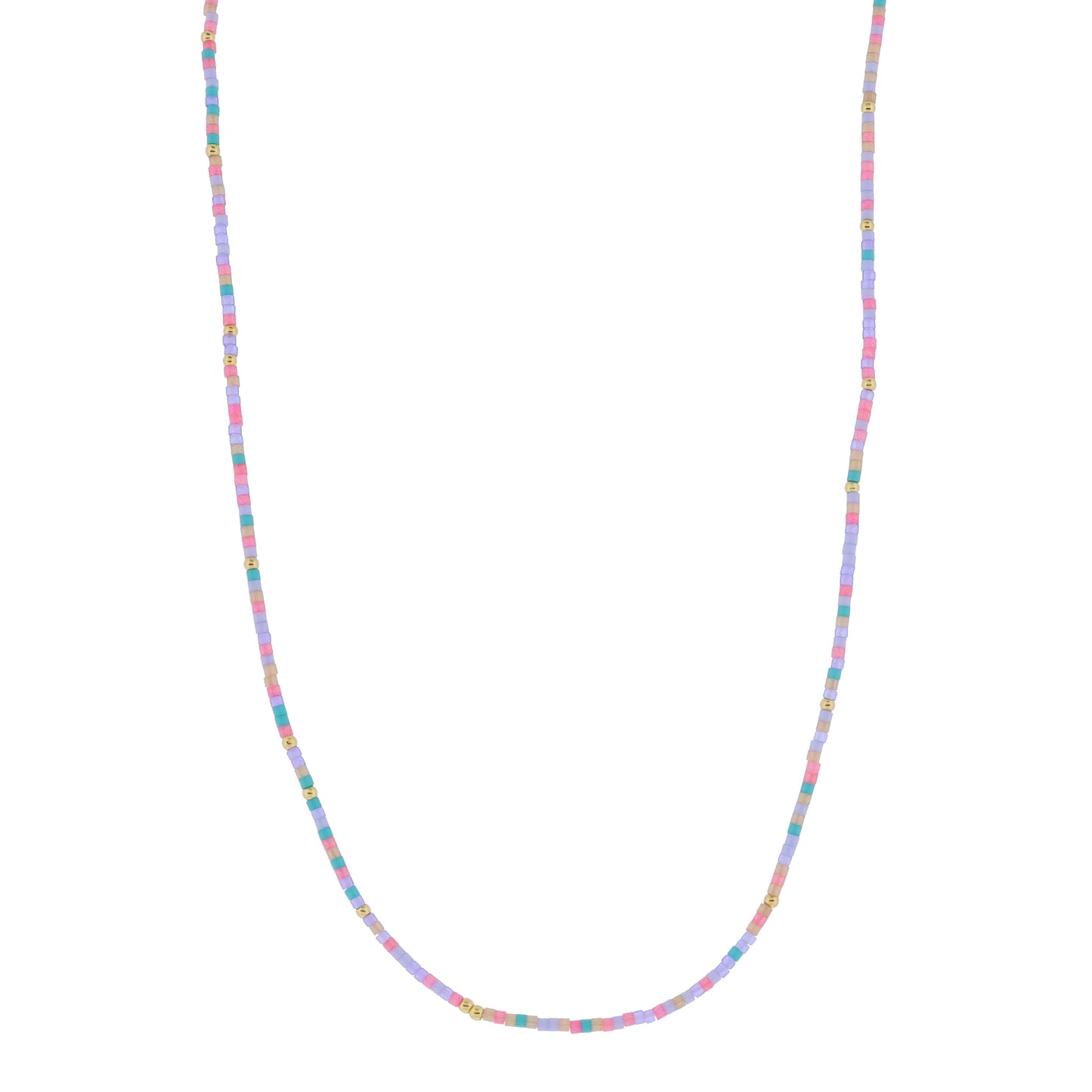 Golden Color Wheel! 18K Gold Plated Lavender, Mint, Pink, Peach Beaded Necklace
