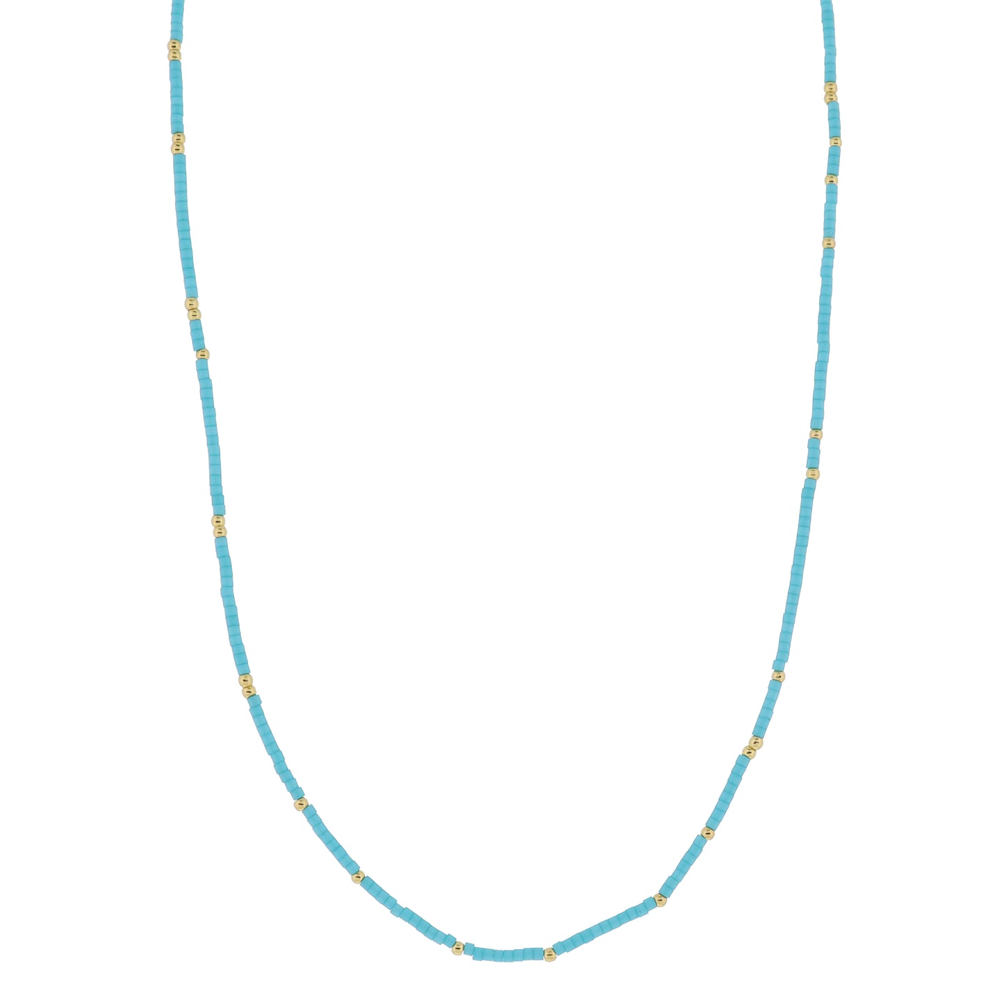 Golden Color Wheel! 18K Gold Plated Turquoise Beaded Necklace