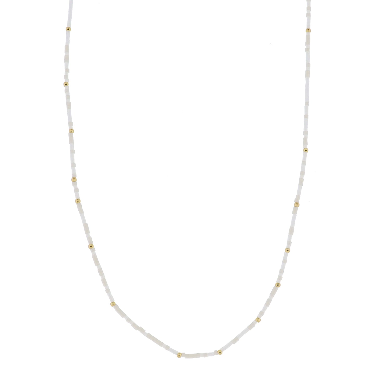 Golden Color Wheel! 18K Gold Plated White Beaded Necklace
